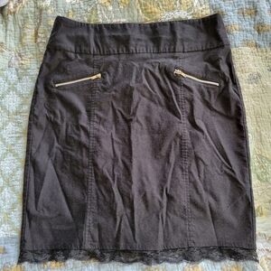 Flirtatious | Y2K Black Lace Trim Skirt